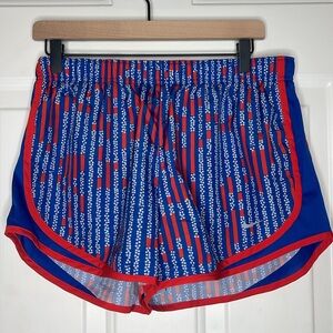 Nike Dri-Fit Patriotic Red White and Blue Running Jogging Shorts, Size Large